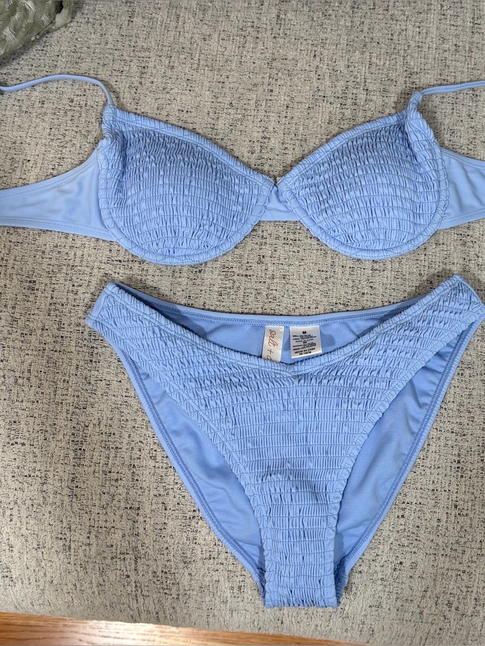 Salt + Cove Light Blue Smocked Bikini Set